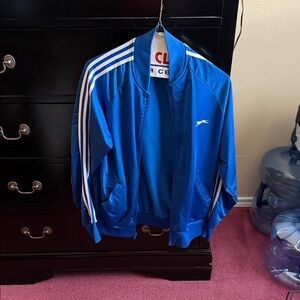 Puma Blue Track Bomber Jacket with White Stripes